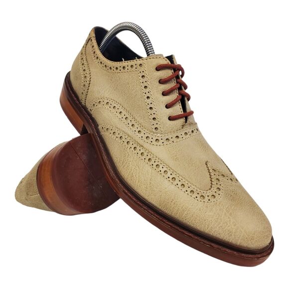 COLE HAAN Shoes COLTON WINTER Mens Size 8.5 Summer Khaki Oxford Wingtip C11898 main image 8